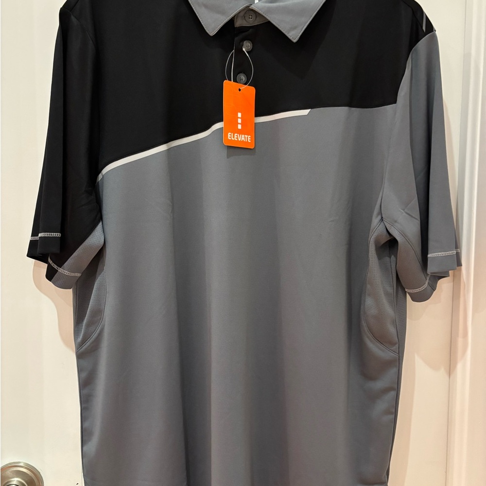 Elevate Men's Two-Tone Polo Shirt - Black and Gray